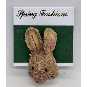 Vintage Spring Fashions Rabbit Head Resin Easter Brooch Pin Costume Jewelry Gift